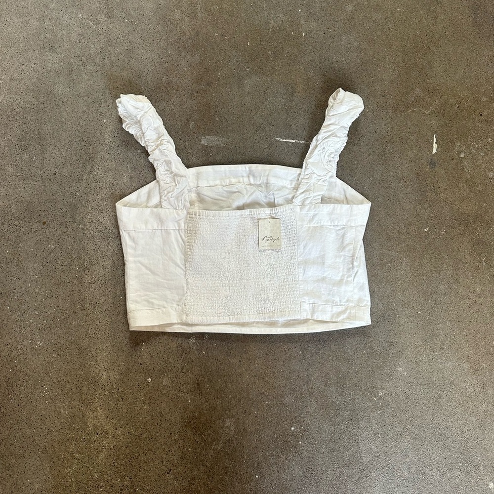 NWT Free People Cropped Ashley Tank White Size Extra Large - Picture 5 of 12